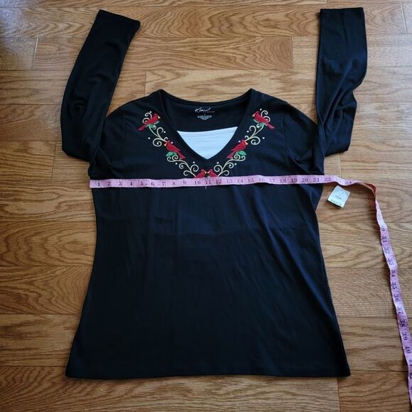 🎄 NEW Kim Rogers V-Neck Cardinal Christmas Blouse - Picture 6 of 7